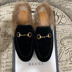 Gucci* Black*Fur* Mules